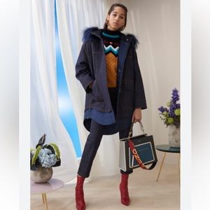 🔥💙FENDI Denim Parka US6 IT42 M-L Fox Fur Trim Silk Lined Retail $5060 BNWT💙🔥